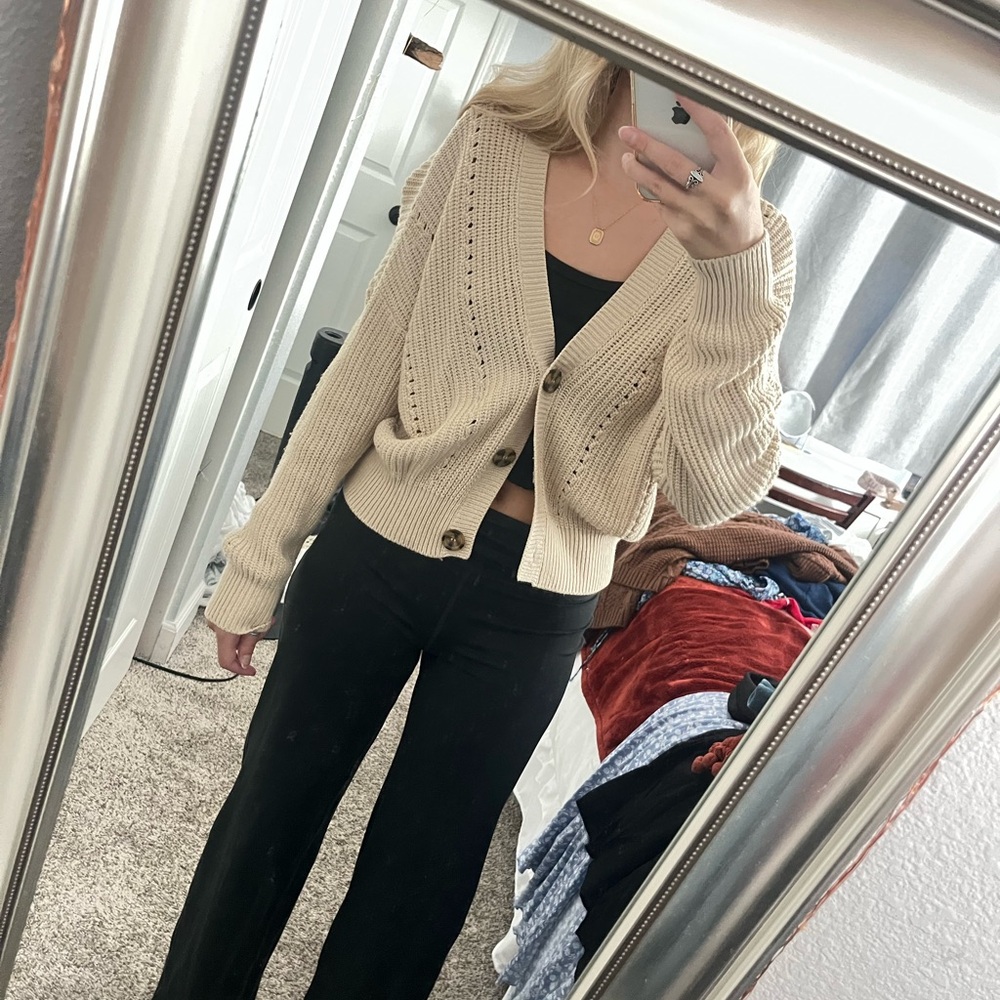 Garage Cream Button-Up Cardigan